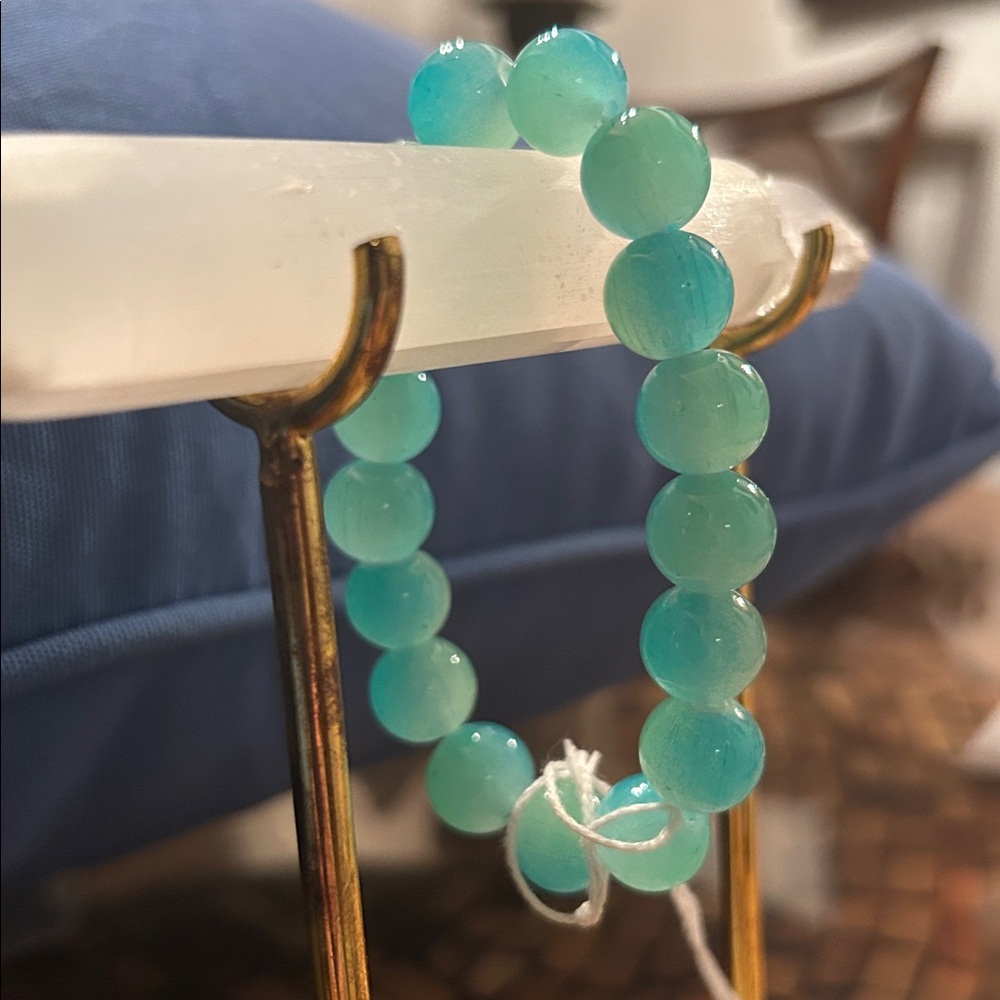 AGATE QUARTZ. AQUA Beaded Bracelet Gorgeous 12.3m AAA - Picture 4 of 5